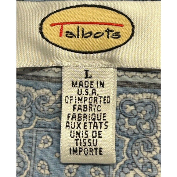 Vintage Talbots Womens Top Large Blue Country Patchwork Button Up Sleeveless - Picture 4 of 7